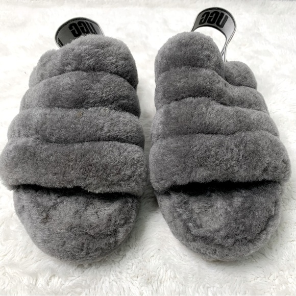 UGG Shoes - UGG 1095119 Women's Gray Fluff Yeah Slide Sandals Size 8